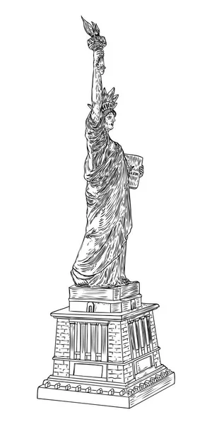 Статуя свободи в стилі малювання рук, інсульт вилуплення лінії. H-подібні — стоковий вектор