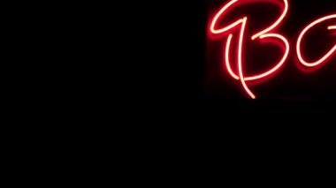 Yanıp sönen palmiye ile pencerede Neon ışık palmiye okuyucu falcı işareti.