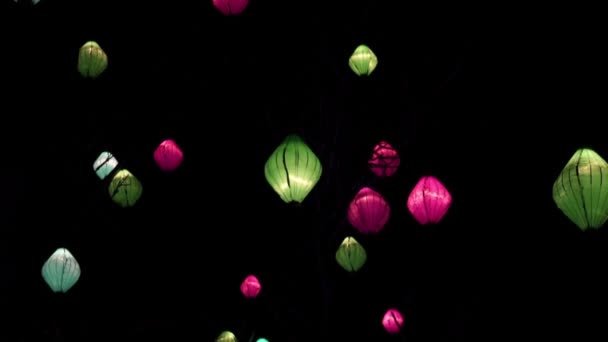 Zářivě Osvětlený Zábleskový Kolotoč Zimních Světelných Slavnostech Nebo Karnevalové Slavnosti — Stock video