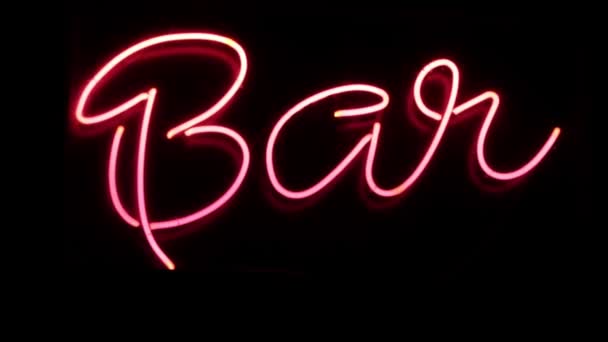 Neon Sign Bar Röd Färg Glidande Neon Symbol För Och — Stockvideo