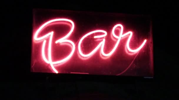 Leuchtreklame Bar Roter Farbe Schiebetür Leuchtreklame Für Bier Und Alkohol — Stockvideo