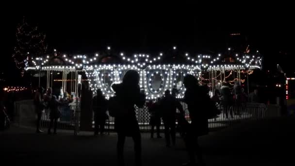 Hermosas Guirnaldas Decoración Navideña Invierno Luces Neón Festival Luz Toronto — Vídeos de Stock