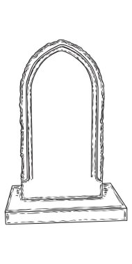 Mezar taşı çizimi. Cadılar Bayramı mezar taşları pervane olarak ölü mezar.