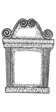 Mezarlık mezar taşı taş tan yapılmış el çizimi. Cadılar Bayramı sahne