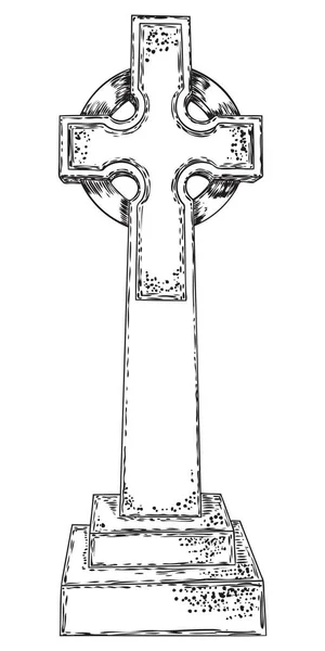 Старый мраморный камень Христос рисует крестом. Эскиз символа Джес — стоковый вектор