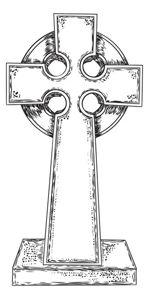 Vieille pierre de marbre Christ croix dessin à la main. Croquis symbole de Jes — Image vectorielle