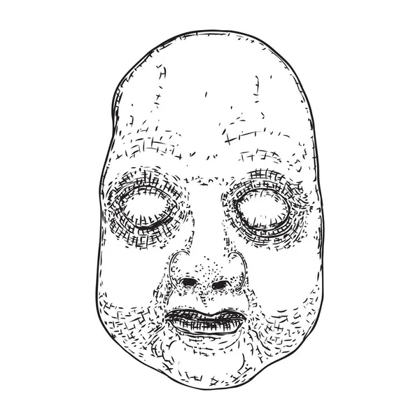 Démon sans yeux visage dessin à la main. Visage de monstre pour Halloween — Image vectorielle