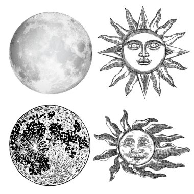 Stil kümesi gerçekçi dolunay ve insan yüzü gibi Hilal, s