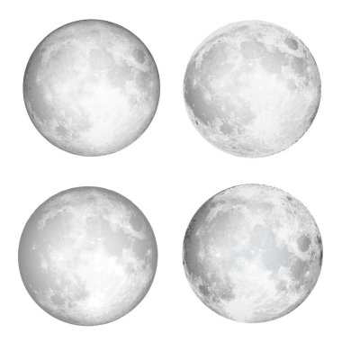 Set of realistic full moon. Astrology or astronomy planet design clipart