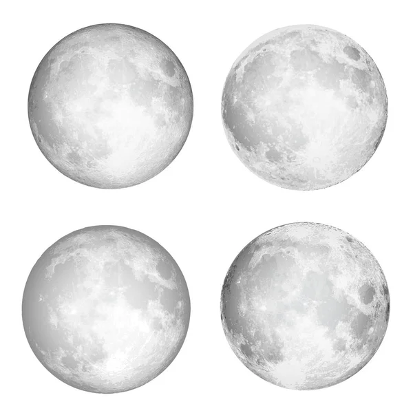 Ensemble de pleine lune réaliste. Astrologie ou astronomie conception de la planète — Image vectorielle