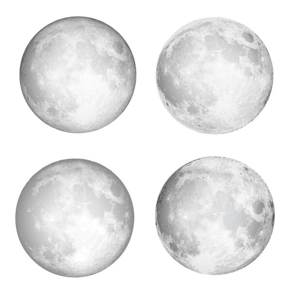 Set of realistic full moon. Astrology or astronomy planet design