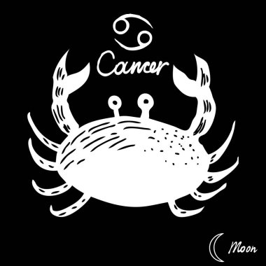El çizilmiş zodyak takımyıldızları sembolü ve işareti Yengeç, Ay il