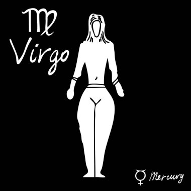 Elle çizilmiş burç takımyıldızları sembol ve burcu Başak, Merkür 