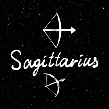 Yay burcu burcu el çizim işareti mistik okcu için