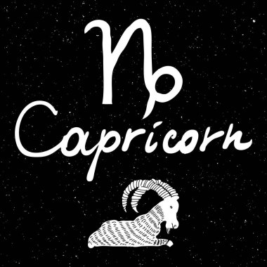 Oğlak burcu burcu el çizim işareti mistik okült için 