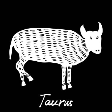 Mistik okült p için Boğa burç el çizim işareti