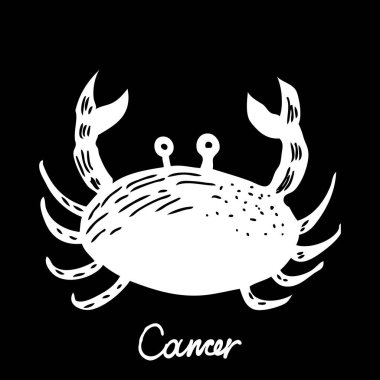 Mistik okült pa için Yengeç burç el çizim işareti