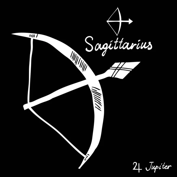 Hand drawn zodiac constellations symbol and sign Sagittarius, Ju — Stock Vector