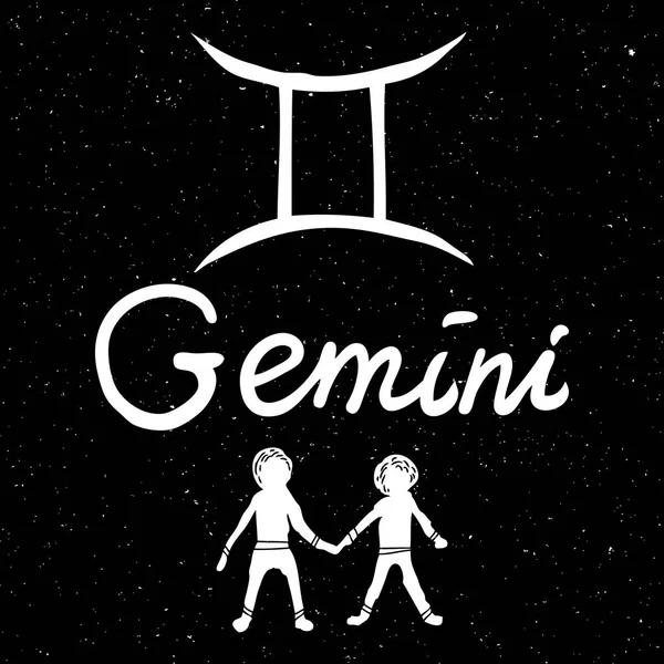 Gemini Zodiac horoskop hand ritning tecken för Mystic ockult PA — Stock vektor