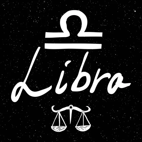 Horóscopo del zodiaco Libra signo de dibujo a mano para amigo místico oculto — Vector de stock