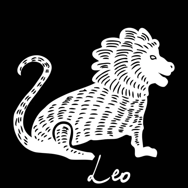 Leo Zodiac horoskop hand ritning tecken för Mystic ockult Palmi — Stock vektor