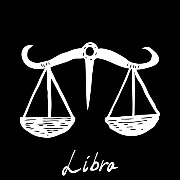 Horóscopo del zodiaco Libra signo de dibujo a mano para amigo místico oculto — Vector de stock