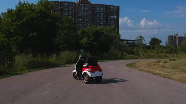 Motorized Mobility Scooter Elderly Disabled Recreational Electric Ability Vehicle Handicapped — Stock Video