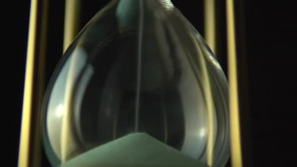 Hourglass Dark Background Poured Lower Bottom Part Clock Close Shot — Stock Video