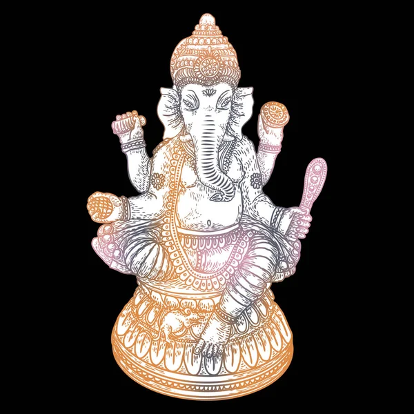 Illustration of Lord Ganpati or Ganesha. Ganesh Chaturthi festival for Prayer to Lord Ganesha birth. Hand drawn classic design. — Stock Vector