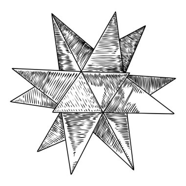 Gerçekçi düşük çokgen geometri şekli yıldız kristal. 3d geometrik çizim. Vektör.