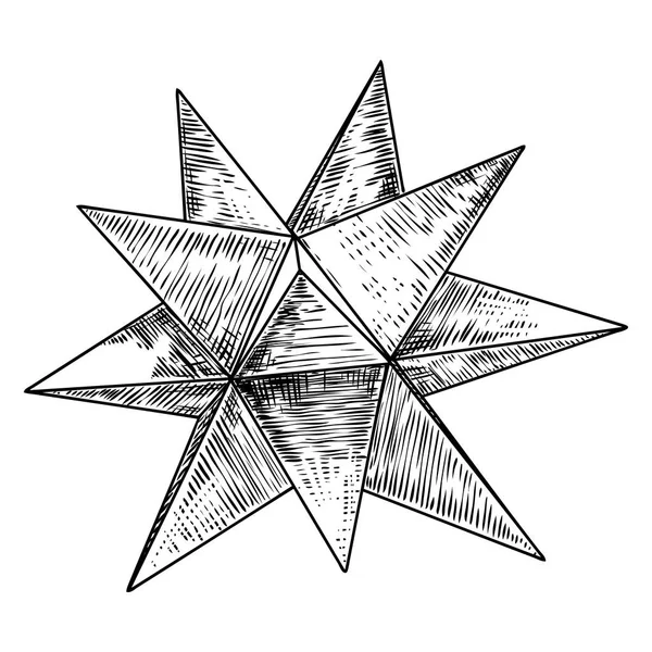 Realistisk låg polygongeometri form Star Crystal. 3D-geometrisk ritning. Vektor. — Stock vektor