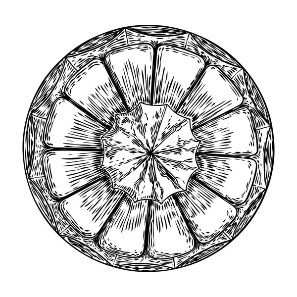 Barroco antiguo estilo vintage floral elemento de diseño circular. Dibujo roseta de mármol para el patrón de moda en blanco negro para textiles, bufandas, fondos. Vector . — Archivo Imágenes Vectoriales