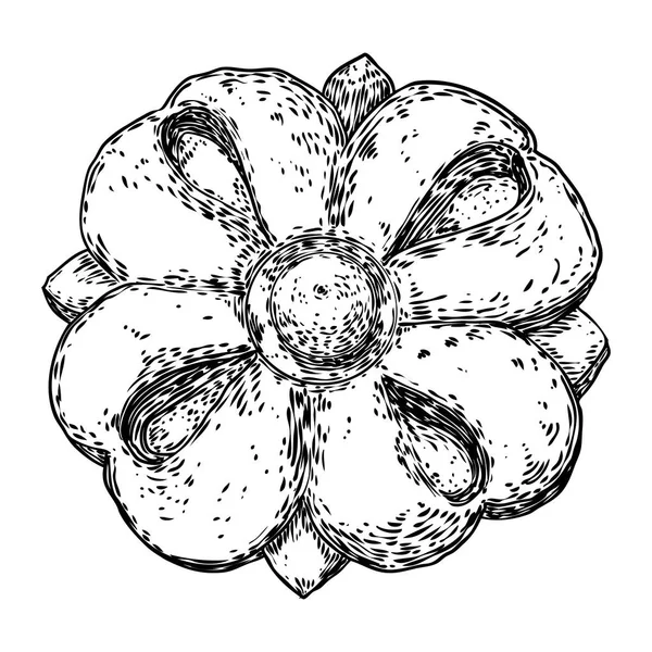 Barok antik vintage tarzı çiçek dairesel tasarım elemanı. Tekstil, eşarp, arka planlar için siyah beyaz moda desen için mermer rozet çizim. Vektör. — Stok Vektör