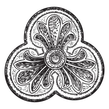 Desen için daire süs tasarımı, wh izole oyulmuş çiçek