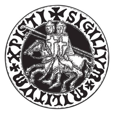 Metal yuvarlak yama. Sigillum Militum Xpisti Tapınak Şövalyeleri Crusa