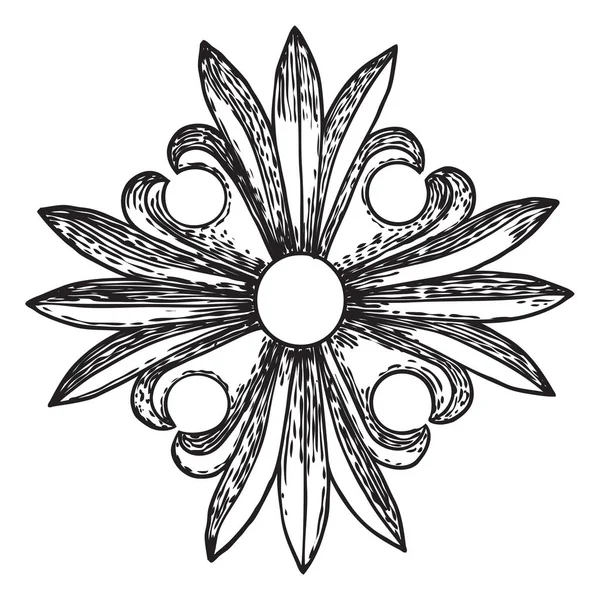 Conception d'ornement cercle pour motif, fleur sculptée isolée sur wh — Image vectorielle