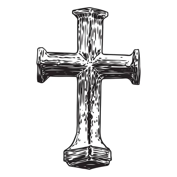 Religión cristiana decorativa diseño cruzado. Crucifixio religioso — Vector de stock