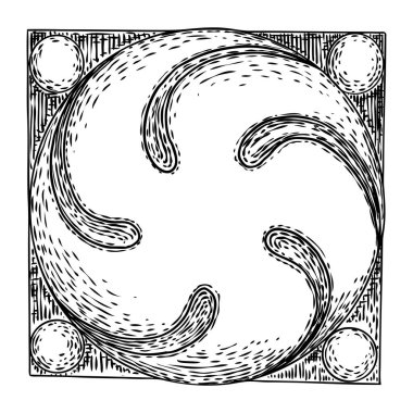 Klasik el yapımı barok Victoria dönemi kare çiçekli çiçek dövmesi.,