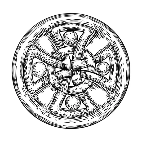 Kruhový ozdobný křížový návrh křesťanského náboženství. Náboženské c — Stockový vektor