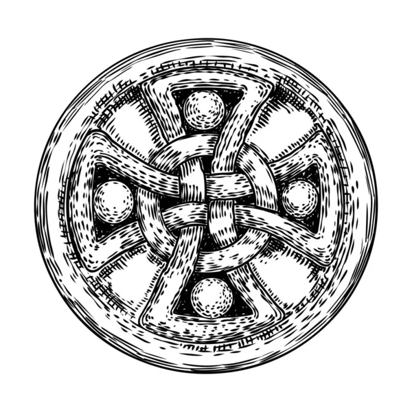Circular decorative Christian religion cross design. Religious c — Stock Vector