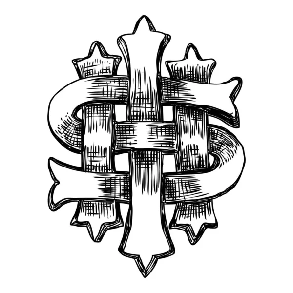 IHS Antiguo Christogram medieval. Monograma cristiano de Jesús Ch — Vector de stock