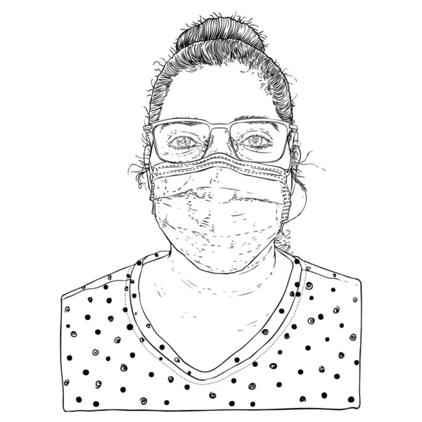 Retrato Enfermeira Cansada Exausta Máscara Médica Após Dia Trabalho Duro —  Vetores de Stock