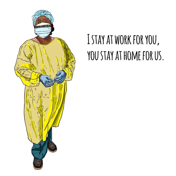 난당신을 일하고 당신은 우리의 삽화를 코로나 바이러스 Coronavirus Covid 과싸우고 — 스톡 벡터