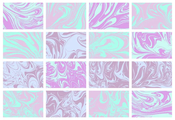 80S 90S Vloeibare Marmer Achtergrond Set Holografische Abstractie Trendy Kleuren — Stockvector