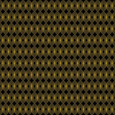 Altın sarı çizgiler ve şekiller ile soyut geometrik desen. Sorunsuz arka plan doku. Grafik modern sonsuz desen. Vektör.