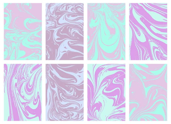 90年代的液态大理石纹理的颜色 涡旋和波纹的全息抽象 白垩纪纹理全息图形状 设计封面 邀请函 传单模板 — 图库矢量图片