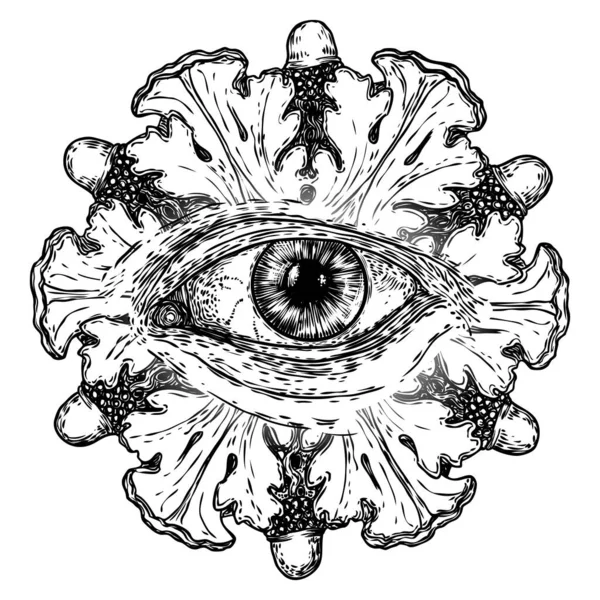Handgezeichnete Augen Iris Als Element Des Allem Sehenden Auge Der — Stockvektor
