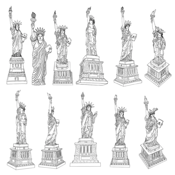 Статуя Свободы Сша Сша Нью Йорк Знаменитая Туристическая Достопримечательность Элемент — стоковый вектор