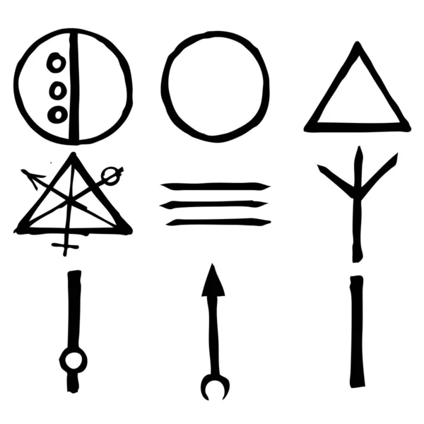Wiccan Symbols Imaginary Cross Symbols Inspired Antichrist Pentagram Witchcraft Vector — Stock Vector