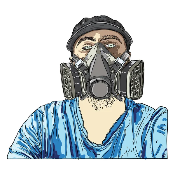 Άντρας Προστατευτική Και Ιατρική Μάσκα Για Την Πρόληψη Της Ασθένειας — Διανυσματικό Αρχείο